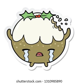 sticker of a cartoon chrstmas pudding