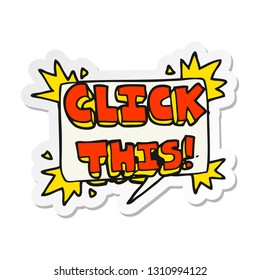 sticker of a cartoon click here sign