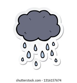 sticker of a cartoon cloud raining