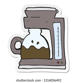 sticker of a cartoon coffee filter machine