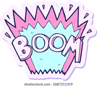 sticker of a cartoon comic book explosion in bright neon color