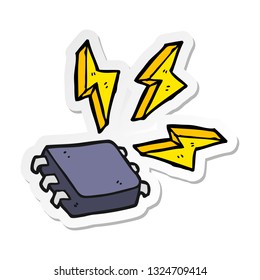 pegatina de un chip de ordenador de dibujos animados