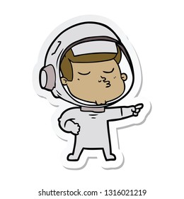 sticker of a cartoon confident astronaut