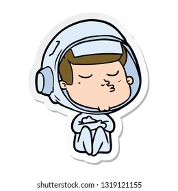 sticker of a cartoon confident astronaut