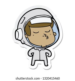 sticker of a cartoon confident astronaut