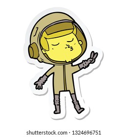 sticker of a cartoon confident astronaut