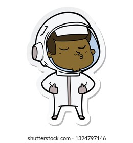 sticker of a cartoon confident astronaut