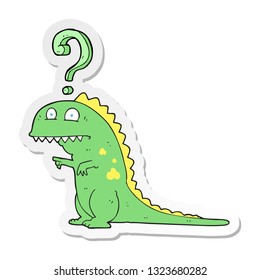 sticker of a cartoon confused dinosaur