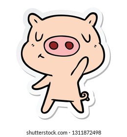 sticker of a cartoon content pig