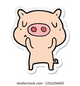 sticker of a cartoon content pig