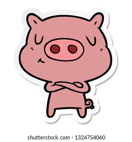 sticker of a cartoon content pig
