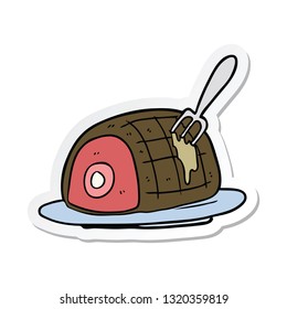 sticker of a cartoon cooked beef