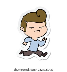 Sticker Of A Cartoon Cool Guy With Fashion Hair Cut