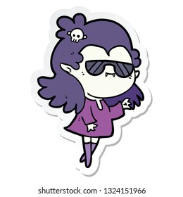 sticker of a cartoon cool vampire