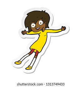sticker of a cartoon crazy excited girl