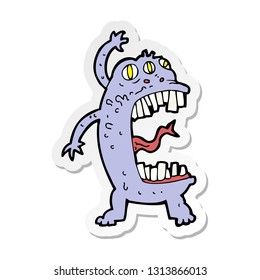 sticker of a cartoon crazy monster
