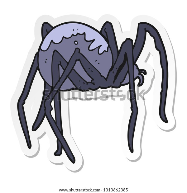 Sticker Cartoon Creepy Spider Stock Vector Royalty Free 1313662385