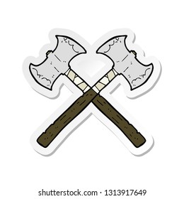 sticker of a cartoon crossed axes