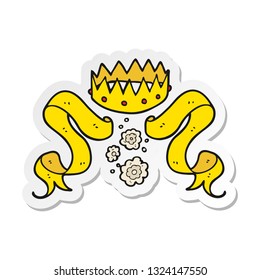 sticker of a cartoon crown and scroll