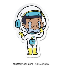 pegatina de un astronauta que llora una caricatura