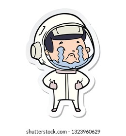 pegatina de un astronauta que llora una caricatura
