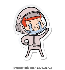 sticker of a cartoon crying astronaut