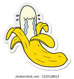 sticker of a cartoon crying banana