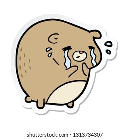sticker of a cartoon crying bear