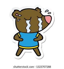 sticker of a cartoon crying bear