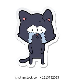pegatina de un gato llorando