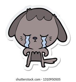 sticker of a cartoon crying dog