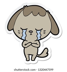 sticker of a cartoon crying dog