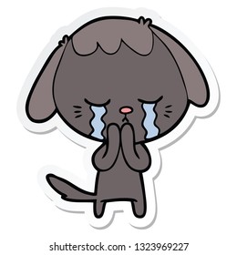 pegatina de un perro llorando dibujos animados