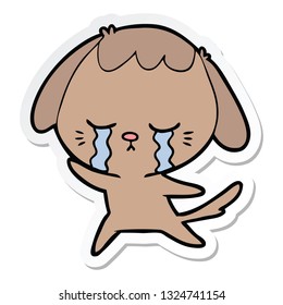 sticker of a cartoon crying dog