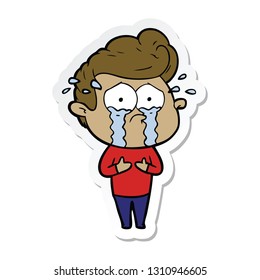 sticker of a cartoon crying man