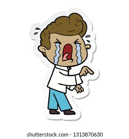 pegatina de un hombre llorando una caricatura