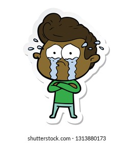 sticker of a cartoon crying man