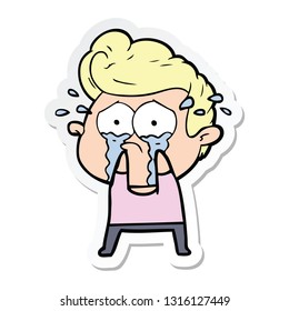 sticker of a cartoon crying man