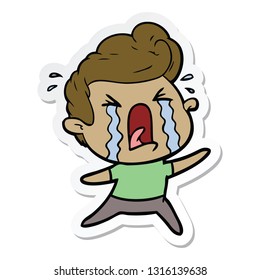 sticker of a cartoon crying man