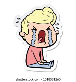 pegatina de un hombre llorando una caricatura