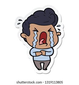 sticker of a cartoon crying man