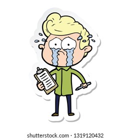 sticker of a cartoon crying man