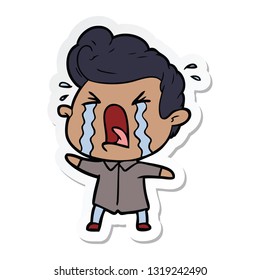 pegatina de un hombre llorando una caricatura