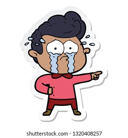 sticker of a cartoon crying man