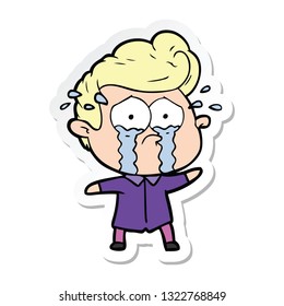sticker of a cartoon crying man