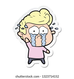 sticker of a cartoon crying man