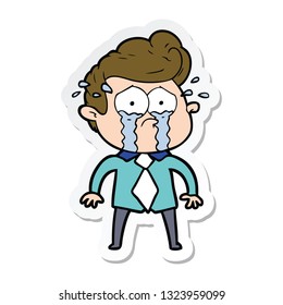 sticker of a cartoon crying man