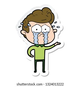 sticker of a cartoon crying man