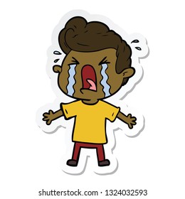 pegatina de un hombre llorando una caricatura