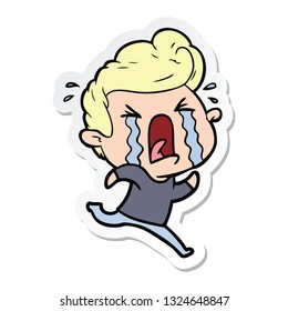 pegatina de un hombre llorando una caricatura